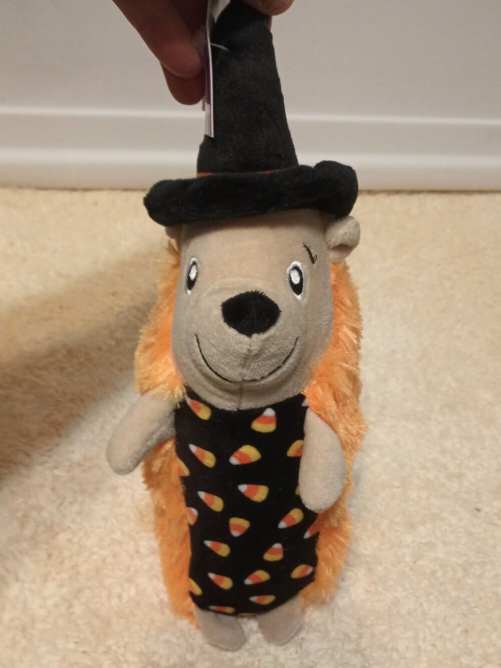 Halloween Themed 11" Hedgehog Plush Dog Toy w/ Crinkles & an Internal Squeaker